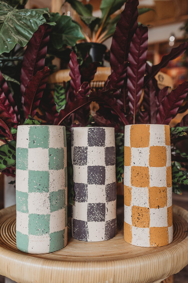 Clay Checkered Vases