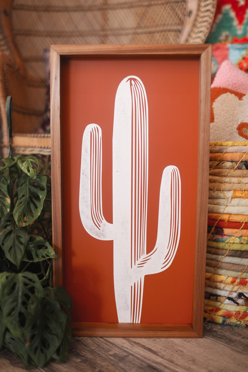 Saguaro Cactus Wood Sign