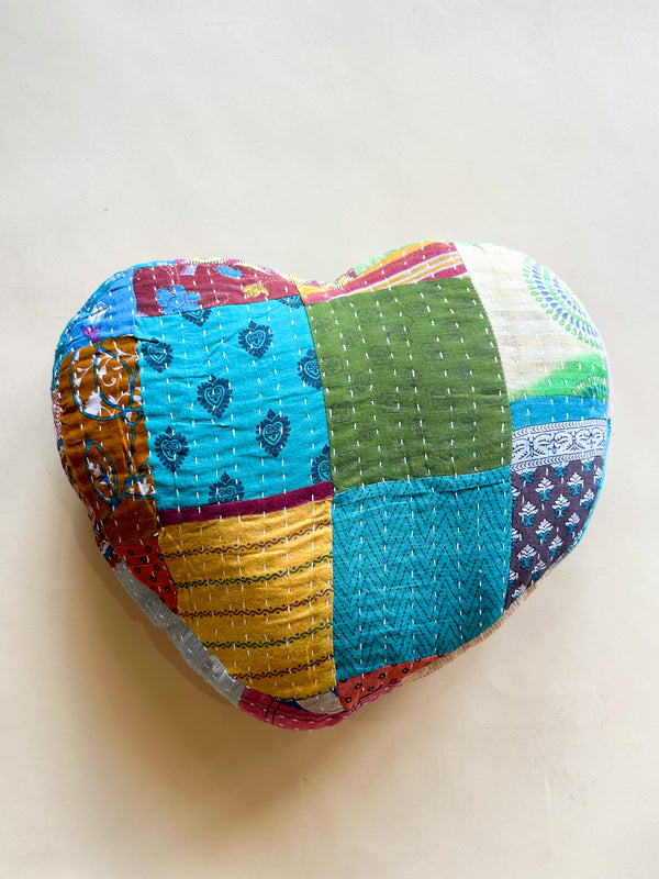 Kantha Heart Pillow 001