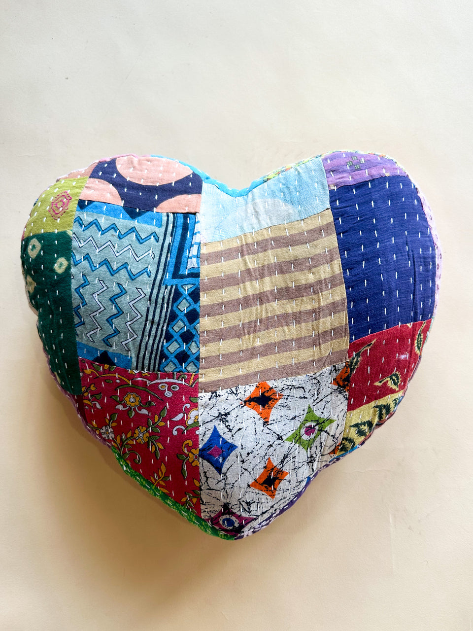 Kantha Heart Pillow 002