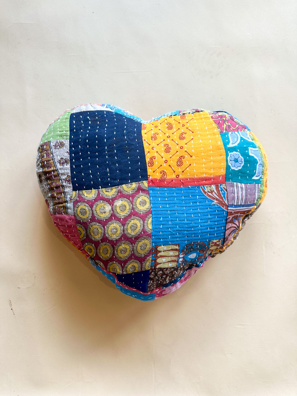 Kantha Heart Pillow 004