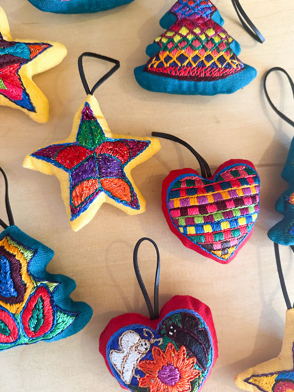 Embroidered Heart Shaped Plush Ornaments