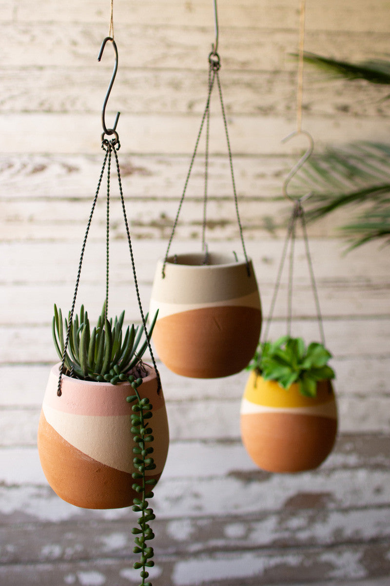 Hanging Dipped Clay Pots