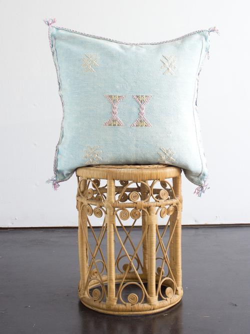 Blue Cactus Silk Pillow 004